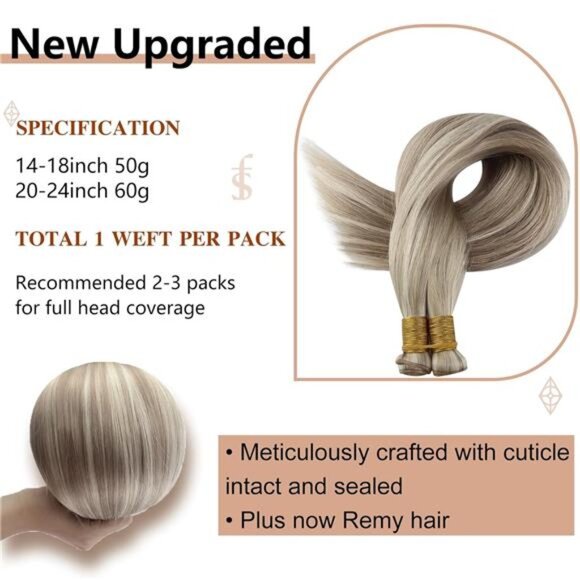 Full Shine 22 Inch Human Hair Weft Sew In Hair Extensions Real Human Hair Hand - Picture 3 of 7